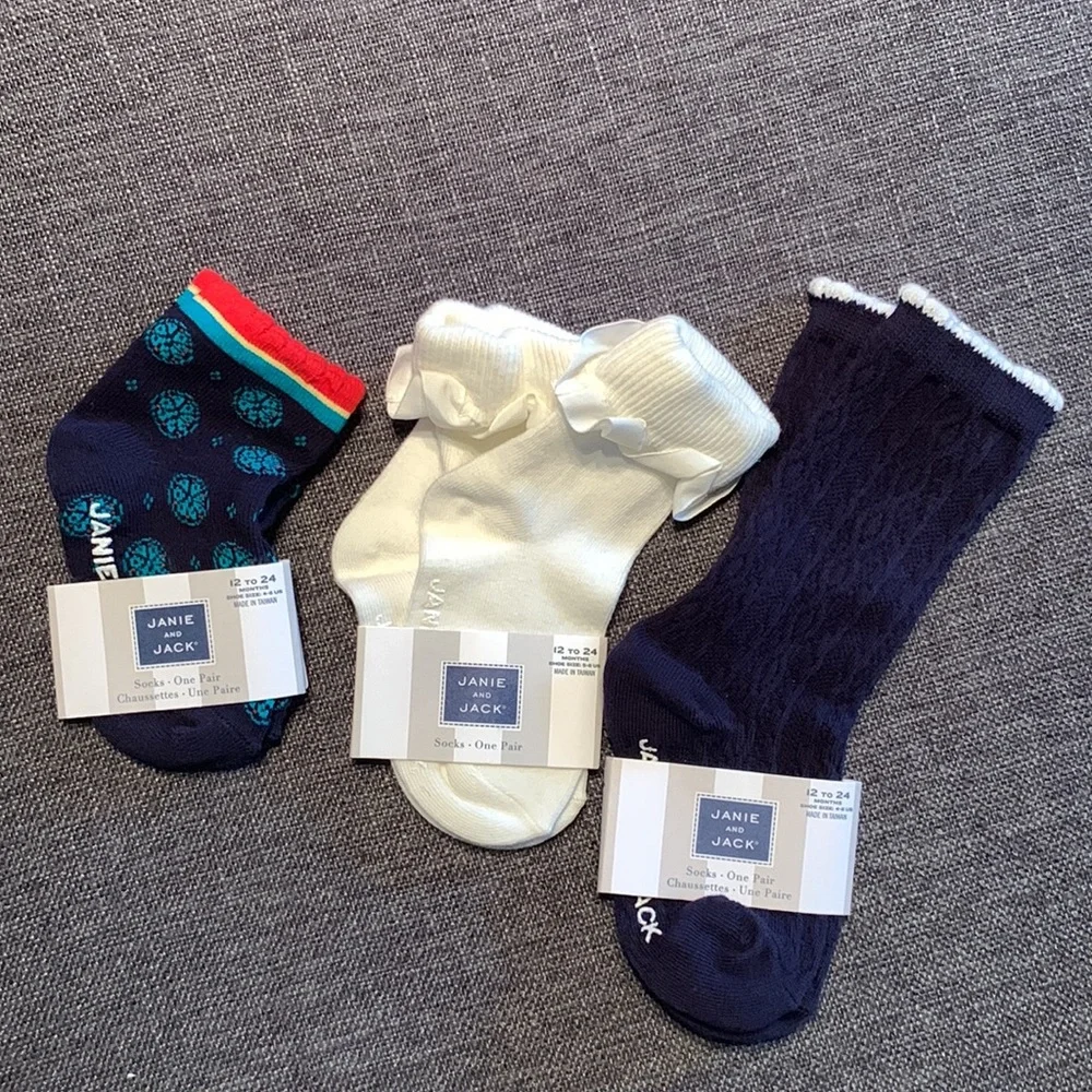 Janie and Jack Baby Girl Bundle 3 Pair of Socks